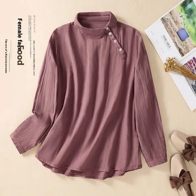 Women's Artistic Versatile Comfortable Casual Long sleeved Loose Composite Top Pink - Shop at LoveMi