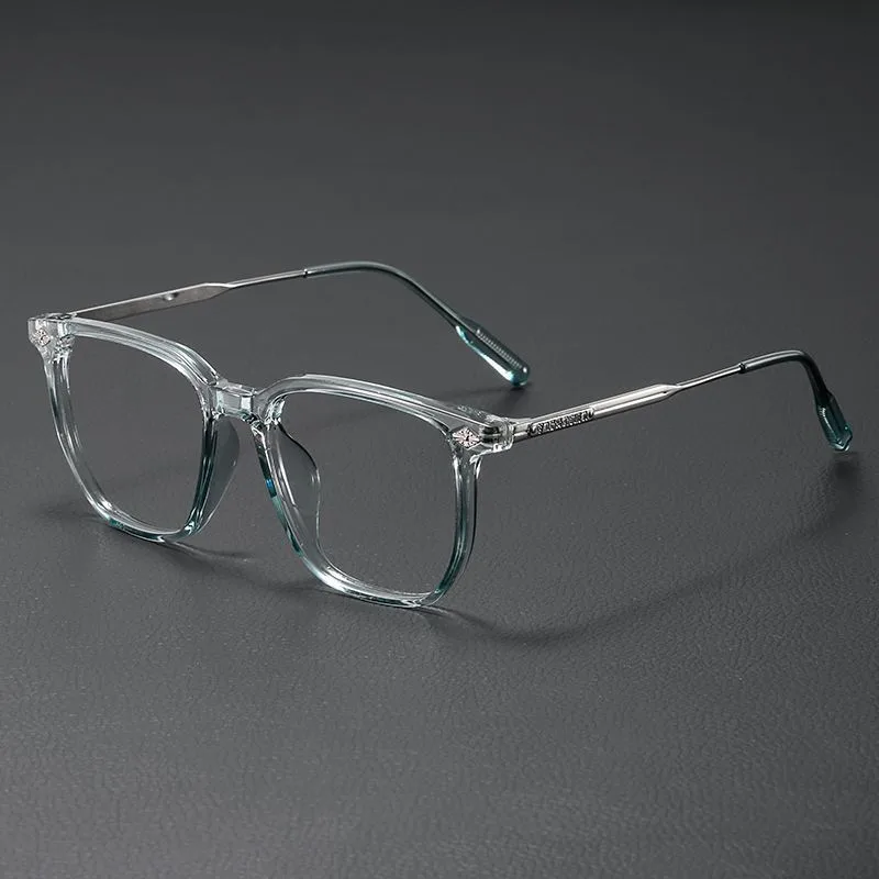 Anti-blue Light Glasses Men's Business Box Myopia Degrees - Clear Green