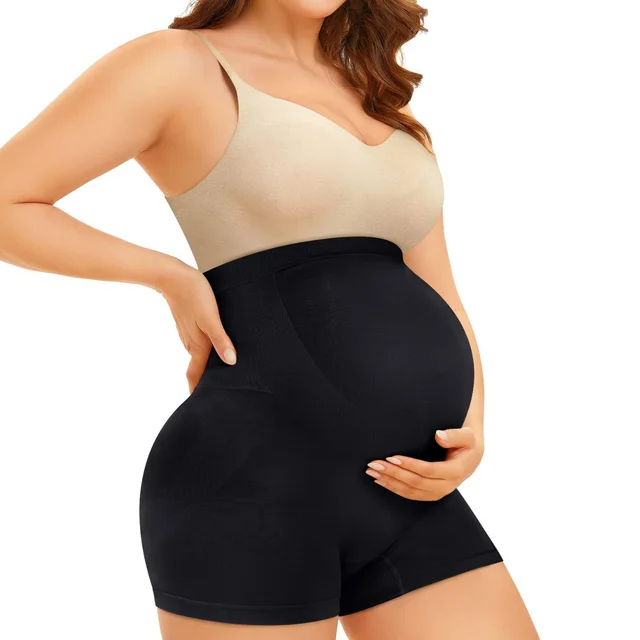 High end Elastic Waist Shaping Maternity Pants Black - Shop at LoveMi