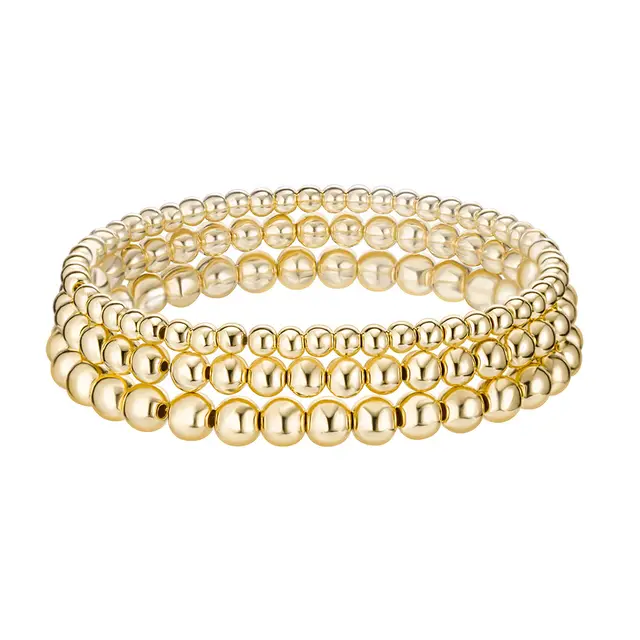Resin Plastic Bead Women's Beaded Stretch Bracelet Gold - Shop at LoveMi