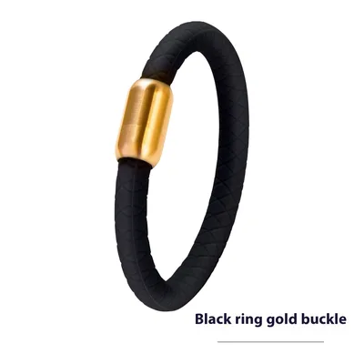 Fashion Sports Plaid Anion Bracelet Black Ring Gold Buckle - Shop at LoveMi
