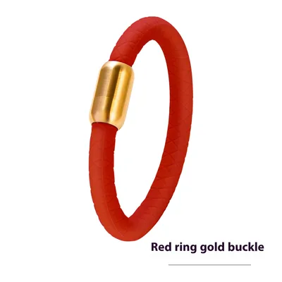Fashion Sports Plaid Anion Bracelet Red Ring Gold Buckle - Shop at LoveMi