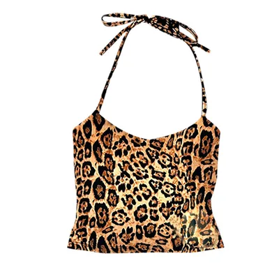 Leopard Print Camisole Sexy Beautiful Comfortable Midriff baring Top Street Style Retro Casual Women Beige - Shop at LoveMi