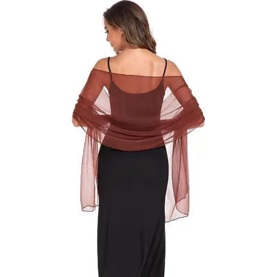 Sun Protection Clothing Chiffon Shawl Long Thin Silk Scarf Brown - Shop at LoveMi