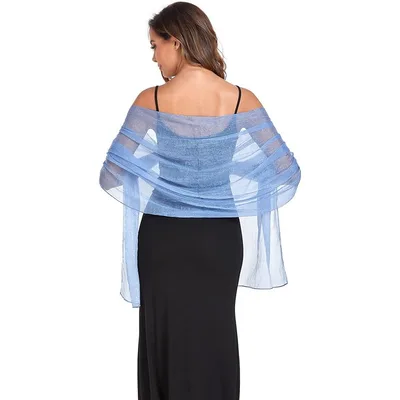 Sun Protection Clothing Chiffon Shawl Long Thin Silk Scarf Dustyblue - Shop at LoveMi