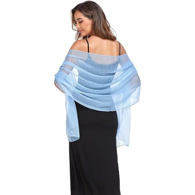 Sun Protection Clothing Chiffon Shawl Long Thin Silk Scarf Skyblue - Shop at LoveMi