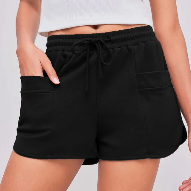 Fashion Simple Drawstring Strap Shorts Women Black - Shop at LoveMi