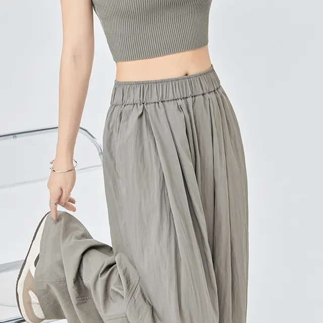 Casual Loose All matching Summer New Gray Tencel Wide leg Pants Women Gray Trousers - Shop at LoveMi