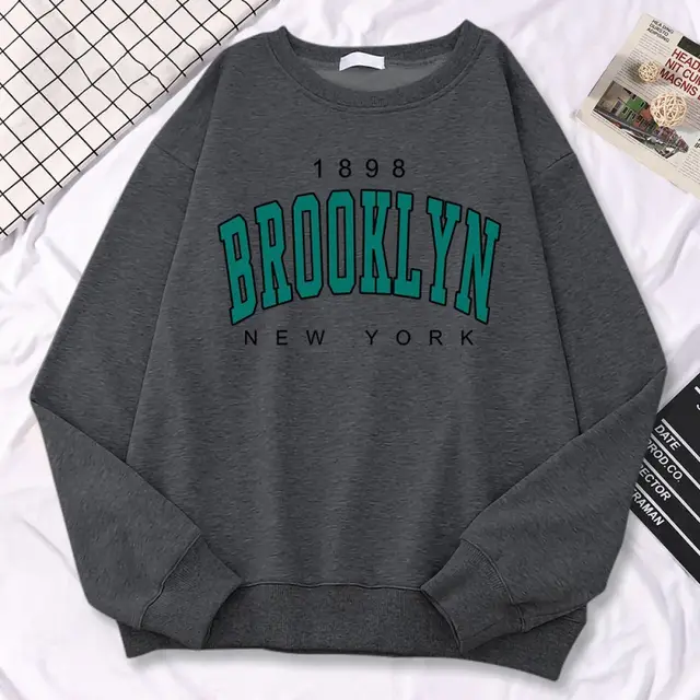 Autumn Kawaii Womens Sweatshirts 1898 Brooklyn Dark Gray - Shop at LoveMi