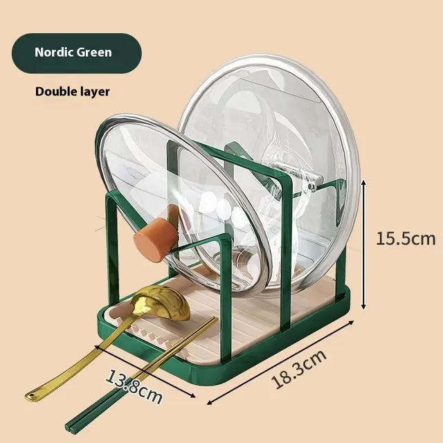 Desktop Punch free Kitchen Lid Rack Table Top Double Dark Green - Shop at LoveMi