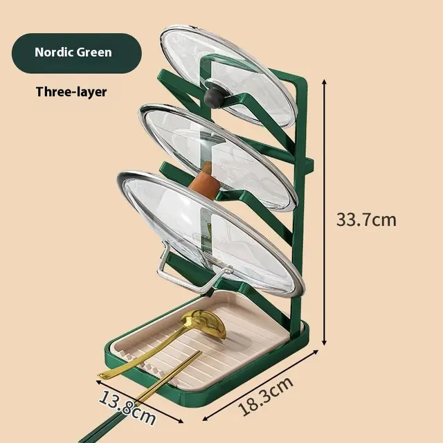 Desktop Punch free Kitchen Lid Rack Table Top Three Dark Green - Shop at LoveMi