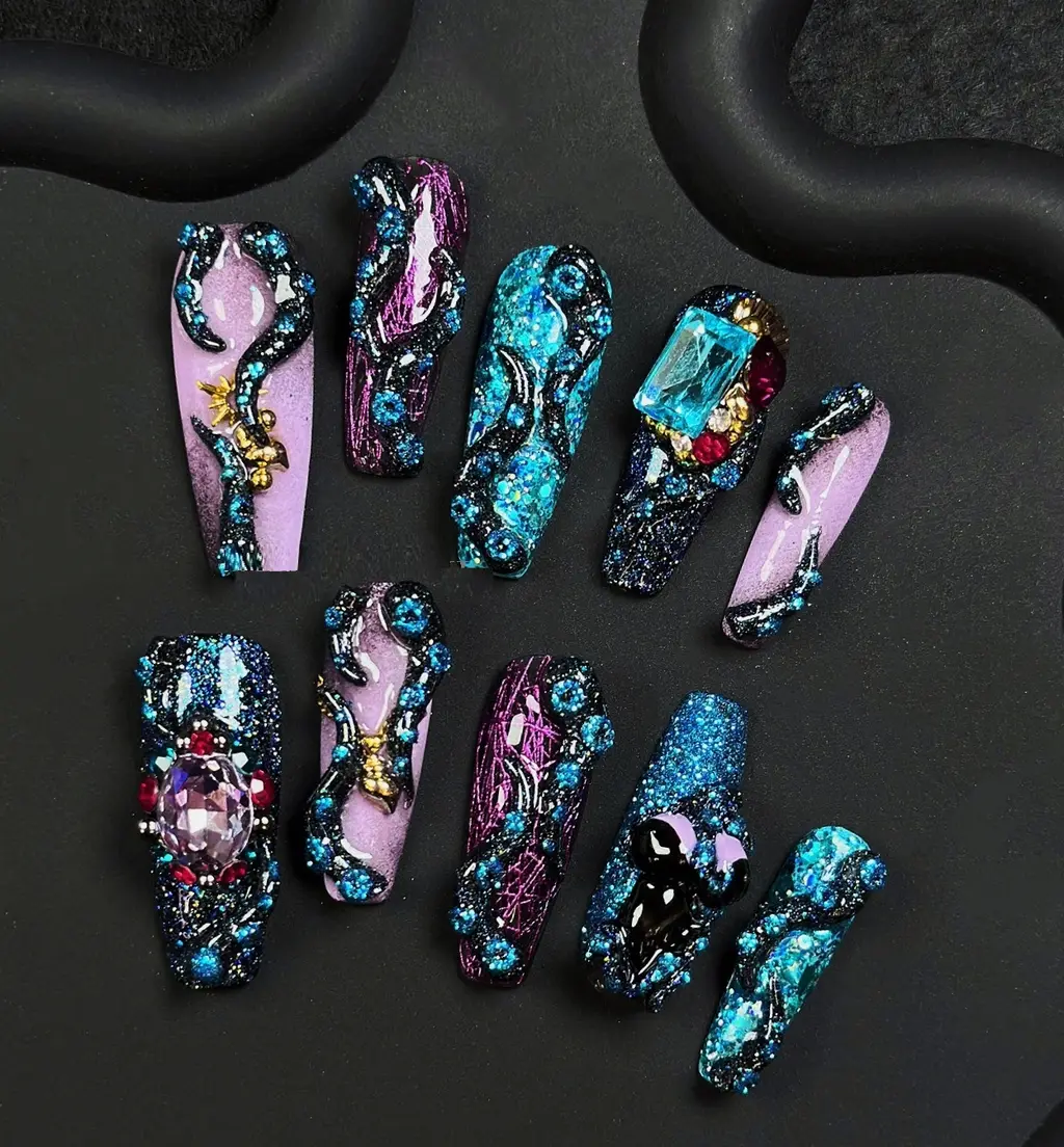 Dark Shining Mysterious White Theme Manicure Customization - Style As Shown In The Picture