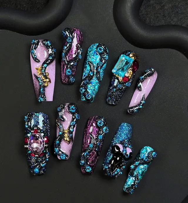 Dark Shining Mysterious White Theme Manicure Customization Style As Shown In The Picture - Shop at LoveMi