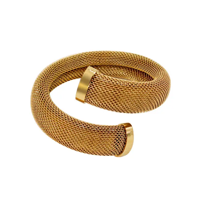 Women's Mesh Cross Stainless Steel Bracelet 12Mm Glossy Gold - Shop at LoveMi