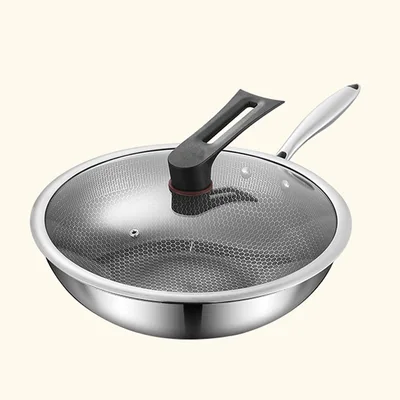 316 Stainless Steel Wok Double sided Honeycomb Style 2 - Shop at LoveMi