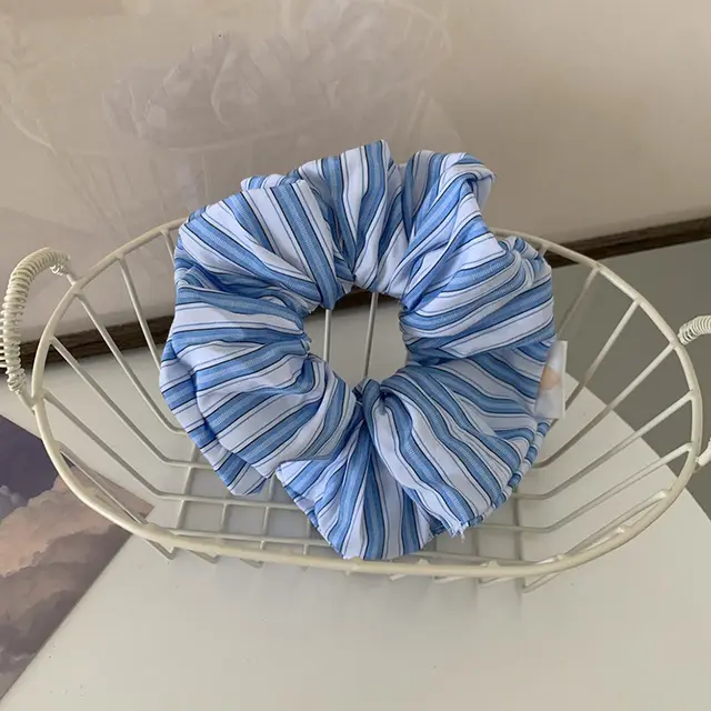 Minimalist Hair Rope Large Intestine Ring All matching Girlish Head Rope Tie For Ponytail White Background Light Blue - Shop at LoveMi