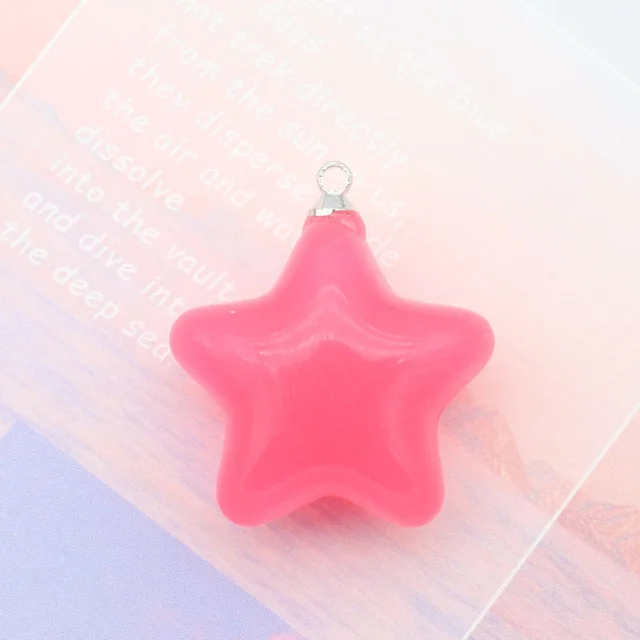 Acrylic Color Jelly Candy Color Three dimensional Five pointed Star Pendant Rose Red - Shop at LoveMi