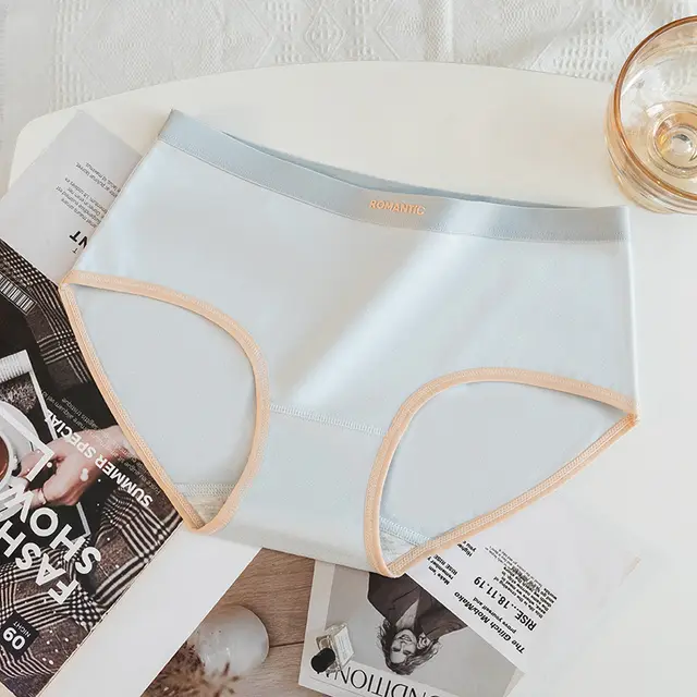 7A Antibacterial Mid waist Pure Cotton Simple Women's Briefs Elegant Blue - Shop at LoveMi