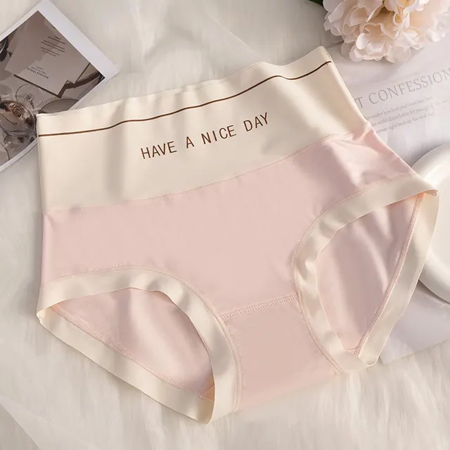 High Waist Comfort Breathable Briefs Silk Crotch Peach Pink - Shop at LoveMi