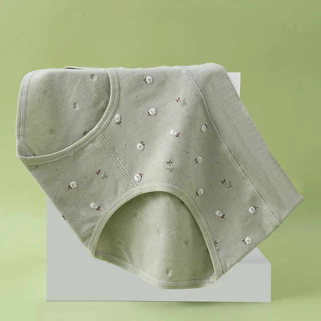 7A Antibacterial Cotton Women's Underwear Printing Elegant Green - Shop at LoveMi