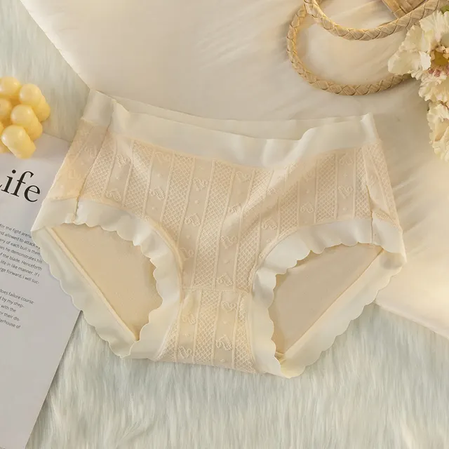 Mid waist Comfortable Breathable Briefs Female Gentle Jacquard Simple And Elegant Skin - Shop at LoveMi