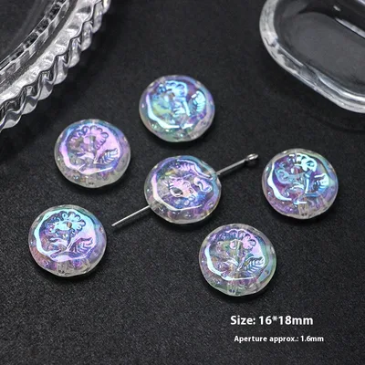 DIY Beaded Necklace Bracelet Handmade Accessories Material Flat Round Rose 1 Piece - Shop at LoveMi