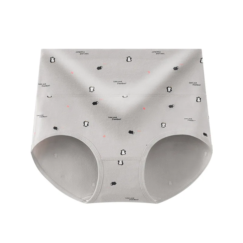 7A Antibacterial High Waist Belly Shaping Panties Cotton Hip Lifting - Light Gray