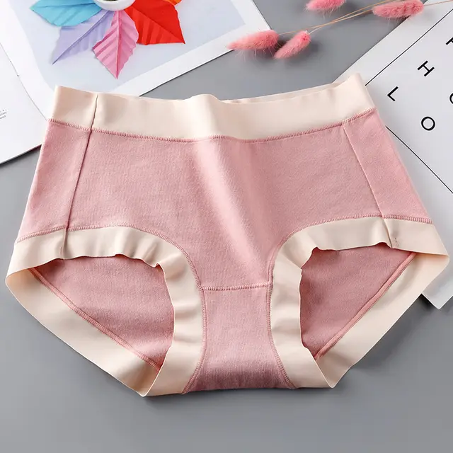 Cotton Mid Waist Seamless Briefs Graphene Antibacterial Bottom Crotch Haze Pink - Shop at LoveMi
