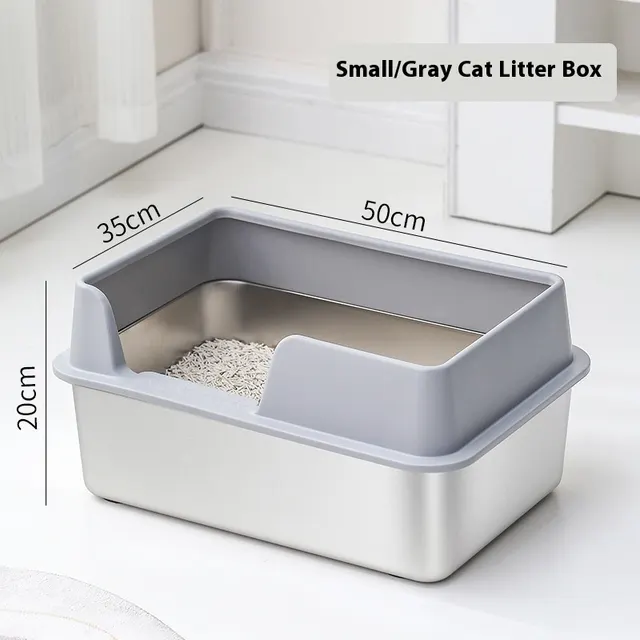 Stainless Steel Litter Box High Fence Anti splash Gray - Shop at LoveMi