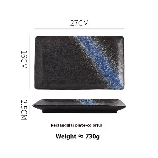 Japanese Style Ceramic Plate Rectangular Sushi Plate Plate Dish Household Hotel Tableware Colorful - Shop at LoveMi