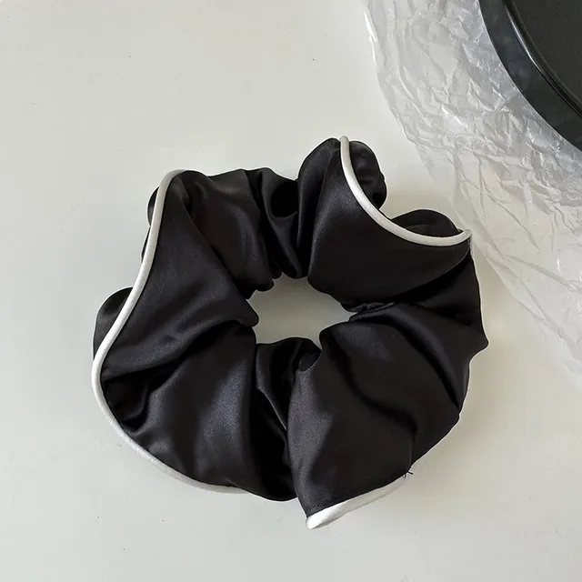 Satin High grade Large Intestine Ring Gentle Low Ponytail Hair String Rubber Band Black - Shop at LoveMi