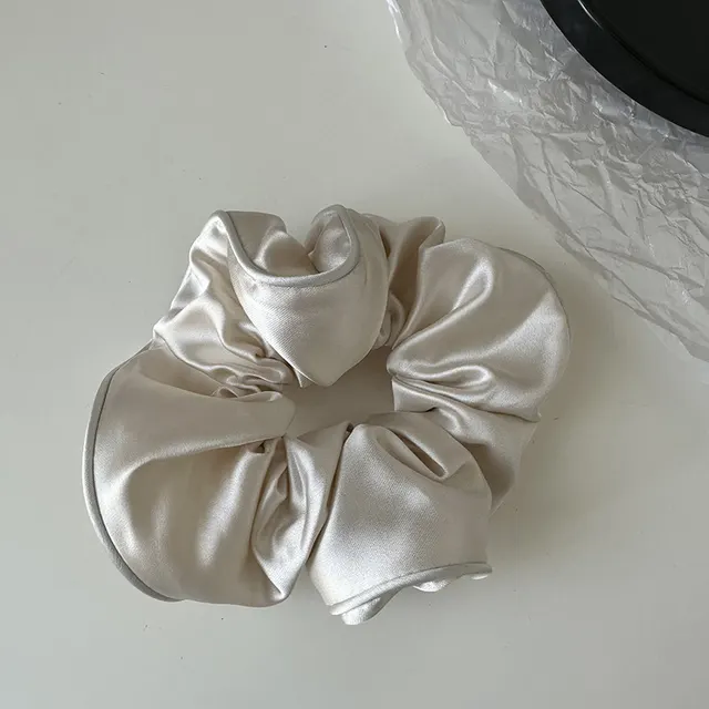 Satin High grade Large Intestine Ring Gentle Low Ponytail Hair String Rubber Band White - Shop at LoveMi