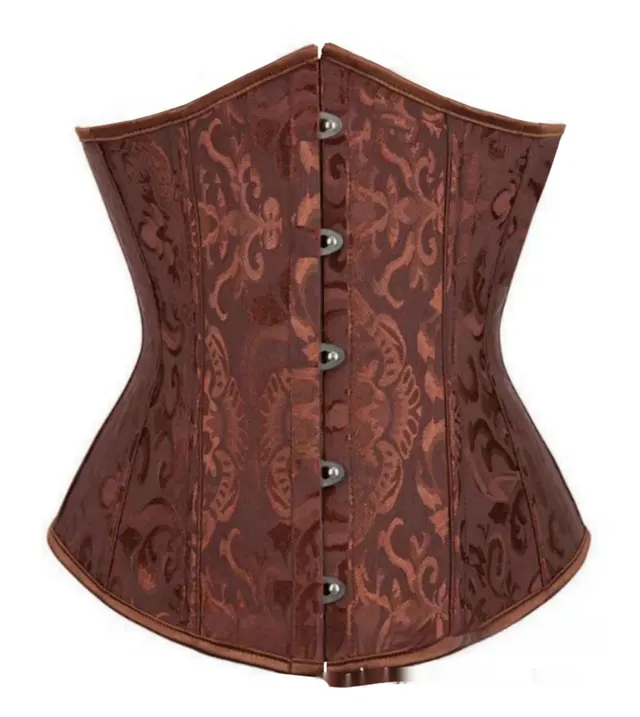 Jacquard Belt Clip Court Corset Brown - Shop at LoveMi