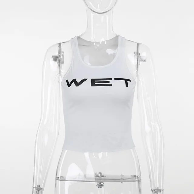Casual Print Top Women's Letter Slim Vest White - Shop at LoveMi