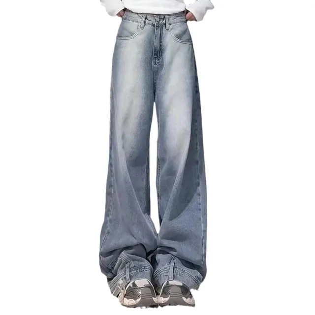 Water Washed Retro Oversize Wide Leg Jeans For Women - Shop at LoveMi