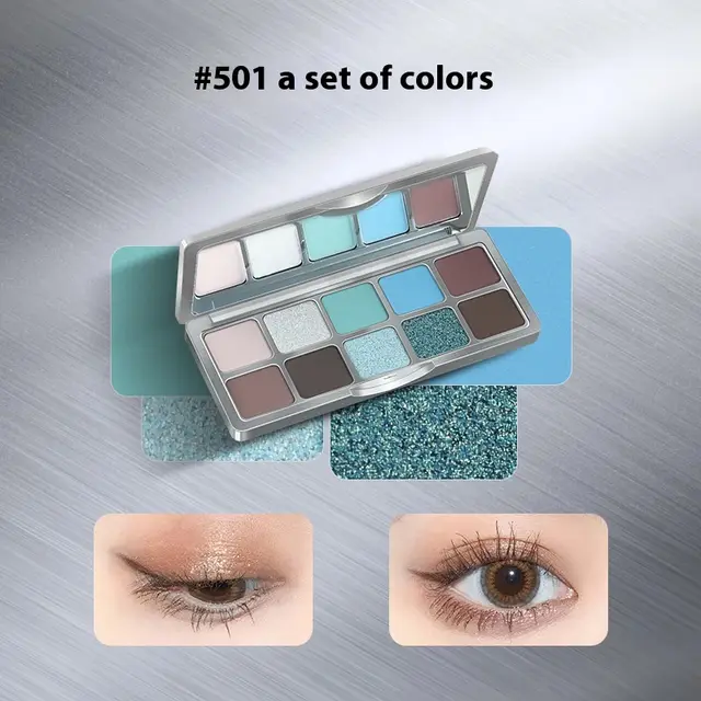 Ten Color Eyeshadow Matte Thin And Glittering Blue Eye Shadow Plate Bd 501 A Set Of Colors - Shop at LoveMi