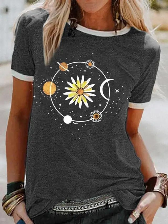 Summer New Printed Round Neck Short Sleeve F168Z430 - Shop at LoveMi