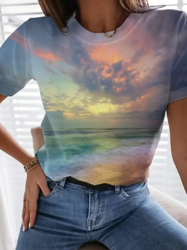Summer New Printed Round Neck Short Sleeve F168Z693 - Shop at LoveMi