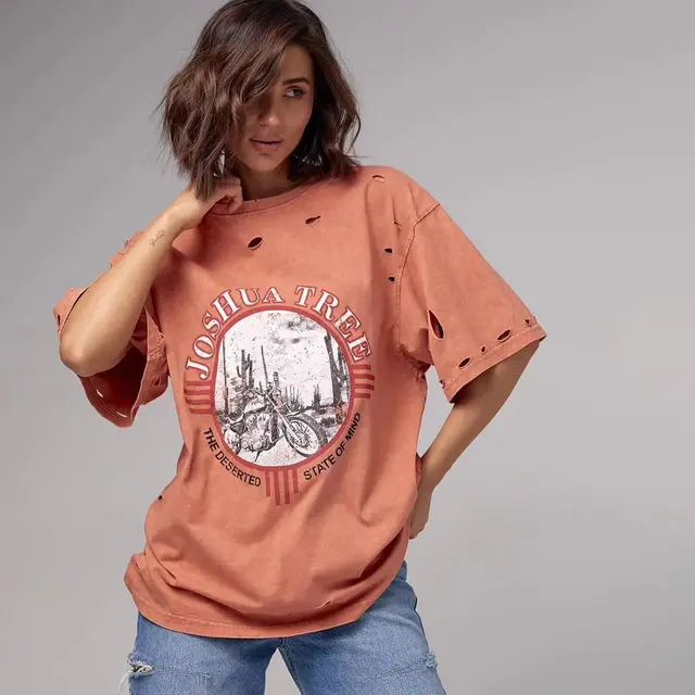 Ins Street Boyfriend Style Top For Women Orange Ls4026 - Shop at LoveMi