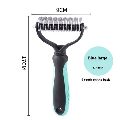 Double sided Stainless Steel Pet Hair Unknotting Comb New Blue Color Large Size - Shop at LoveMi