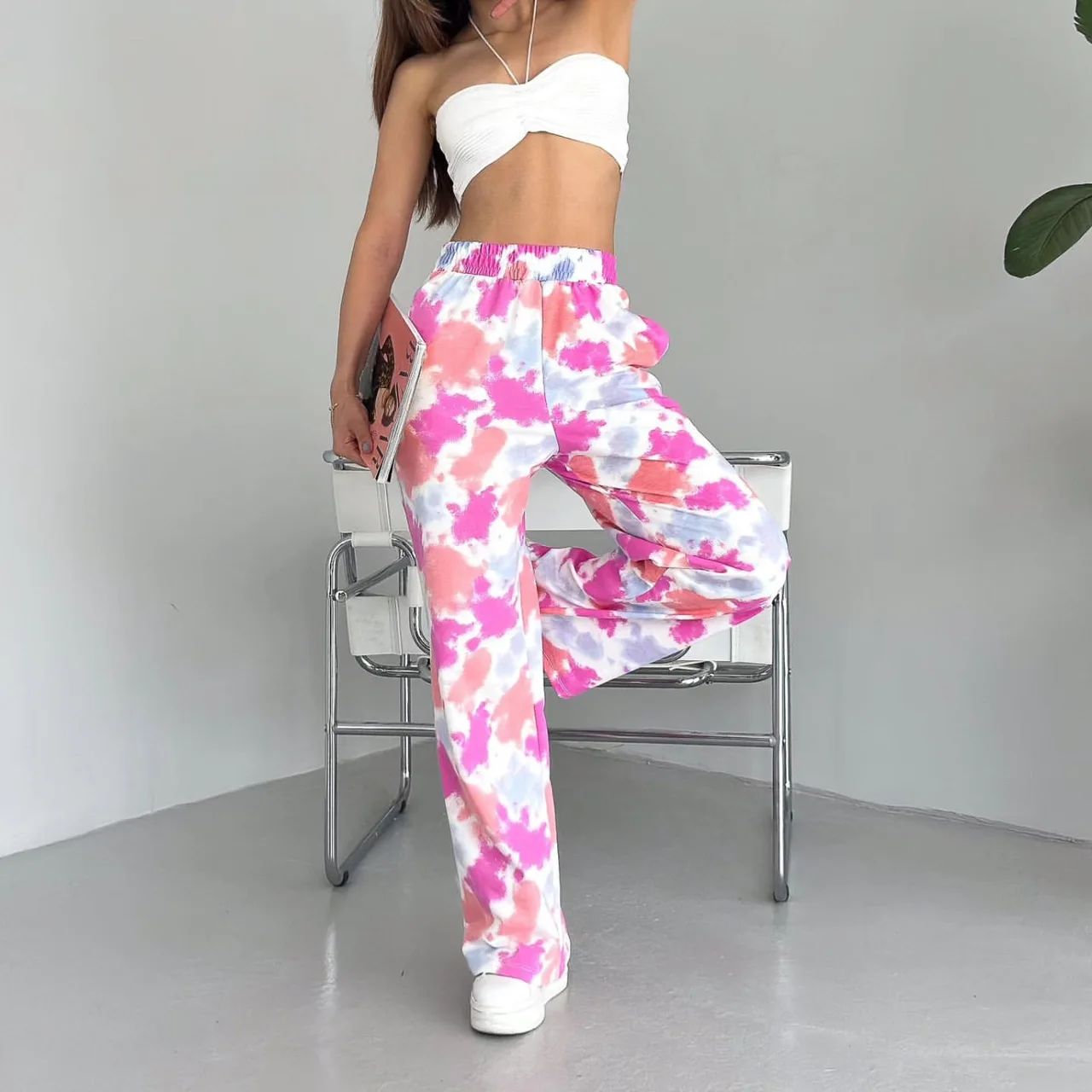 Casual Trousers Straight Women Loose - Pink Ls4029