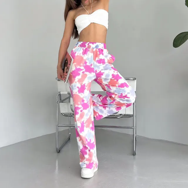Casual Trousers Straight Women Loose Pink Ls4029 - Shop at LoveMi
