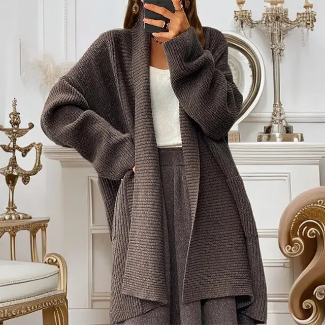 Warm All match Simple Leisure Sweater Sweater Coat Coffee - Shop at LoveMi