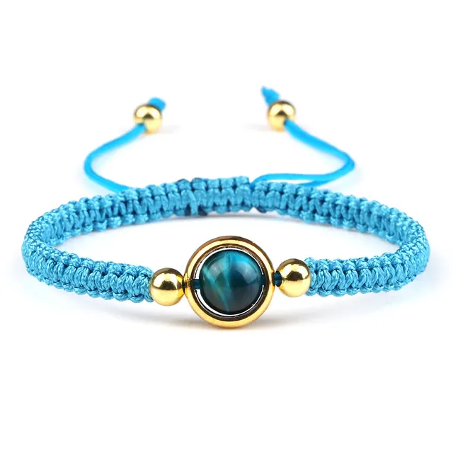 Bracelet Red Rope Blue Color Tiger Woven Navy Blue Line Gold Ring - Shop at LoveMi