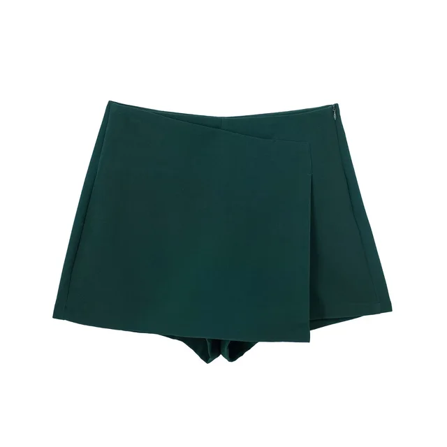 Women's High Waist Asymmetric Shorts Darkgreen - Shop at LoveMi