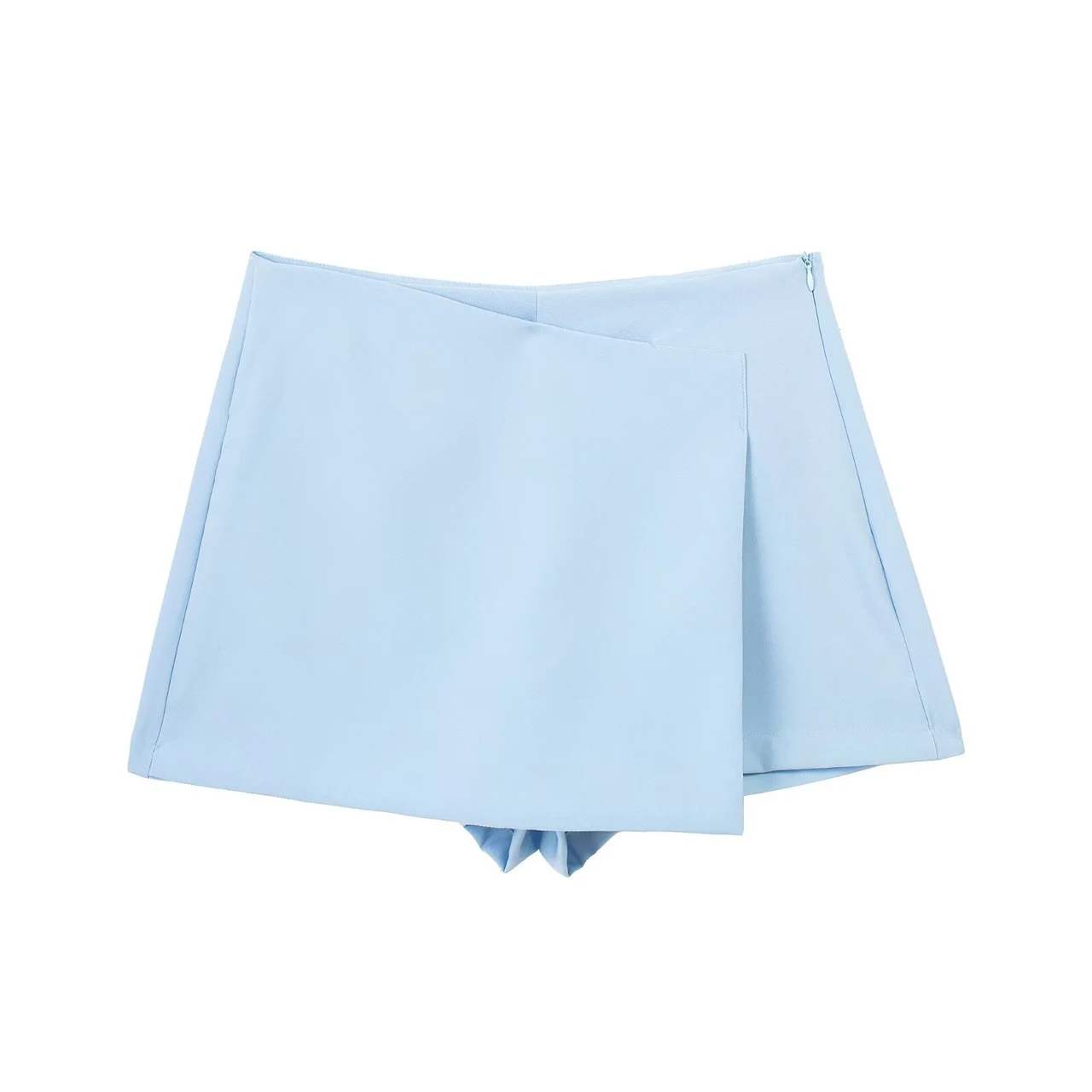 Women's High Waist Asymmetric Shorts - Lightblue