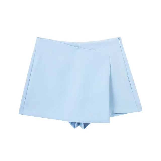 Women's High Waist Asymmetric Shorts Lightblue - Shop at LoveMi