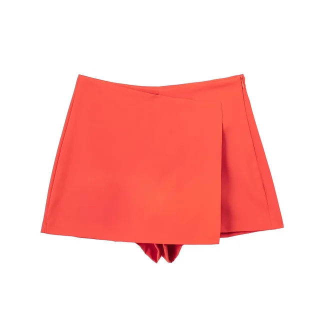Women's High Waist Asymmetric Shorts Orange - Shop at LoveMi