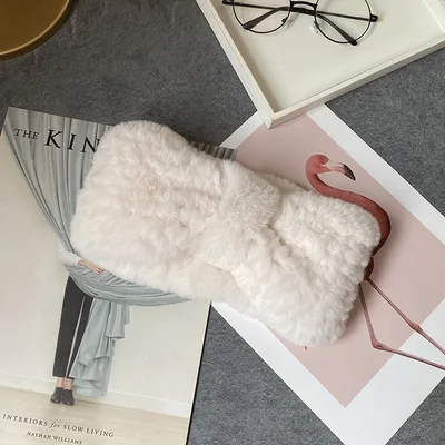 Winter Elastic Net Hair Band All match Plush Head Cover Warm Fur Scarf Beige - Shop at LoveMi