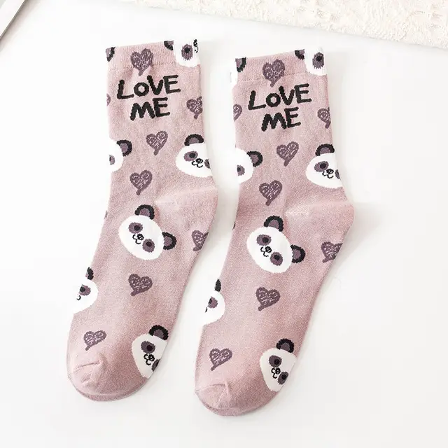 Preppy Style Cotton Letter Animal Trendy Socks Gray - Shop at LoveMi
